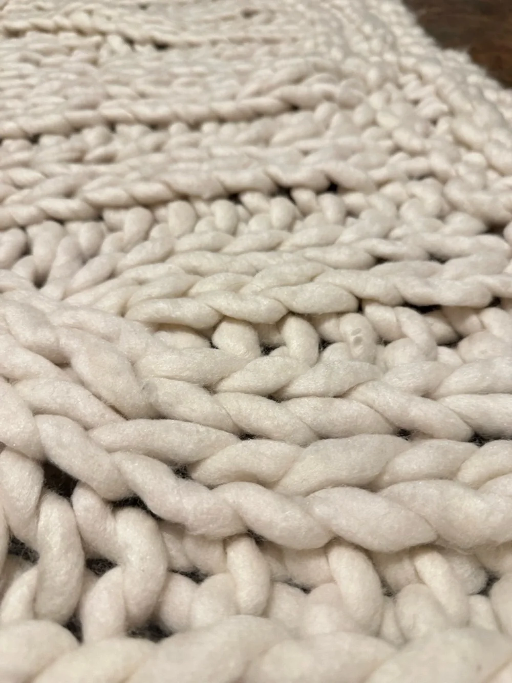 Ethan Allen Chunky Knit Throw Blanket in Ivory